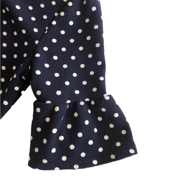 GREEN ENVELOPE Navy & White Polka Dot Top with Bell Sleeves - Picture 2 of 11